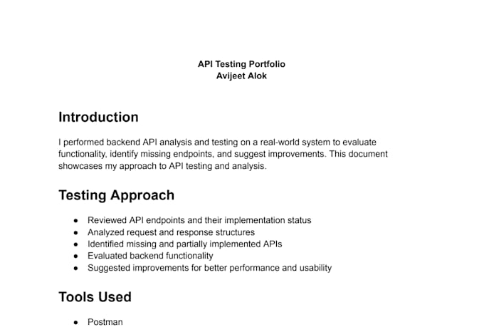 test your rest API and provide detailed bug reports